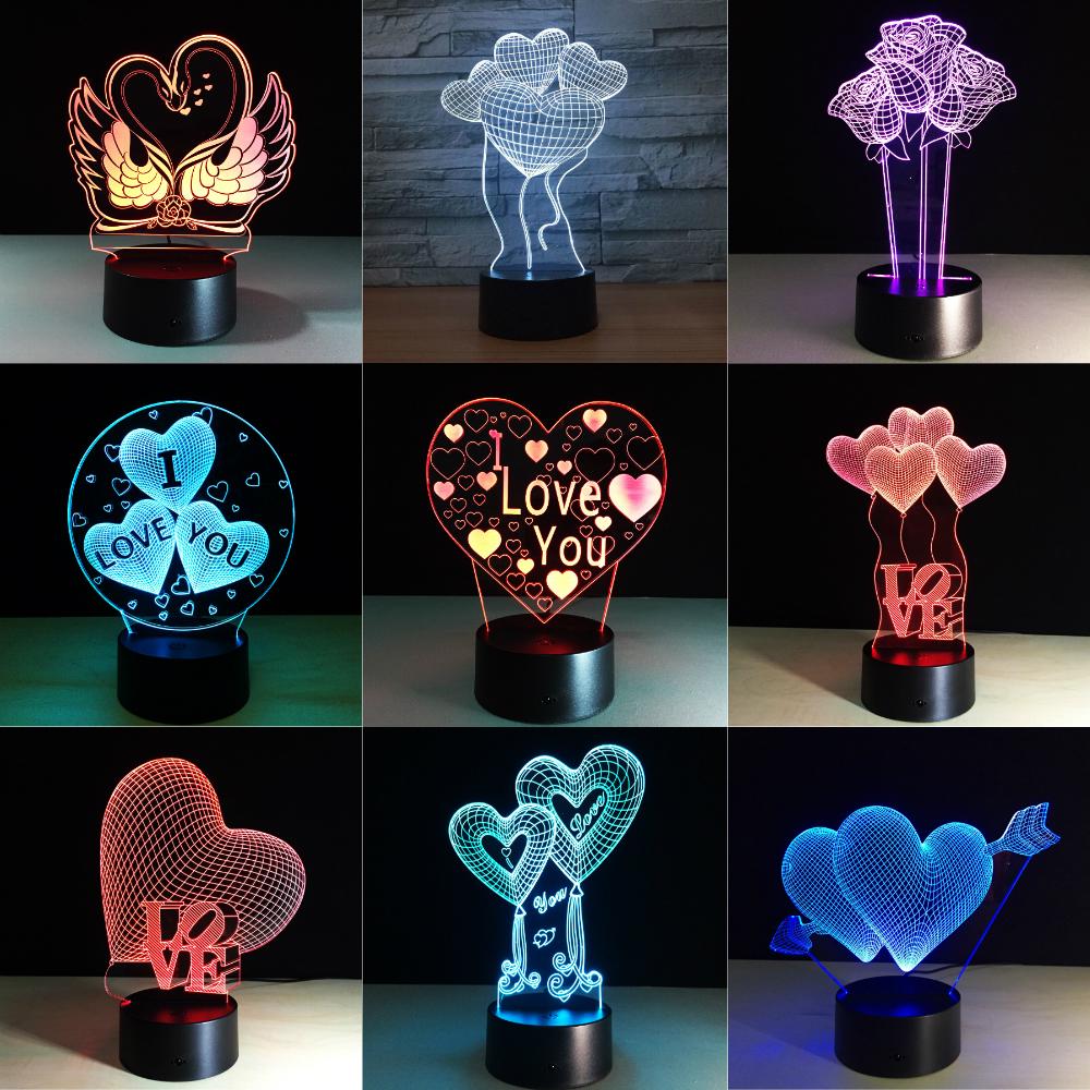 3D Visual Illusion Night Light LED 7 Colors Changing Touch Table Lamp Best Gift